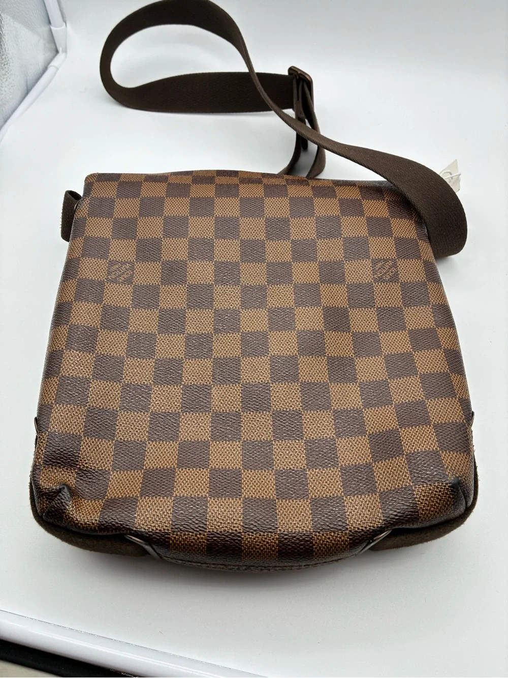 Louis vuitton damier ebene brooklyn unisex crossbody messenger bag with COA